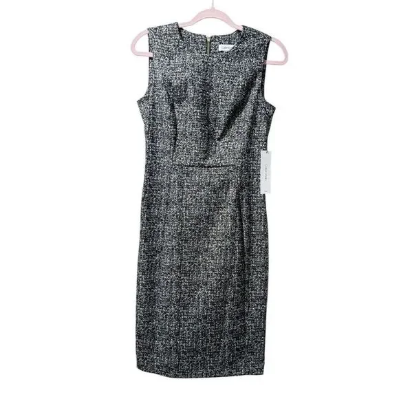 NWT Calvin Klein Women's Black Metallic party cocktail Sheath Dress